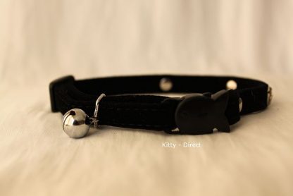 Black Velvet diamante heart cat and kitten safety collar