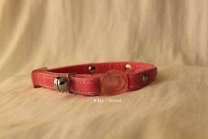 Pink Velvet diamante heart cat and kitten safety collar