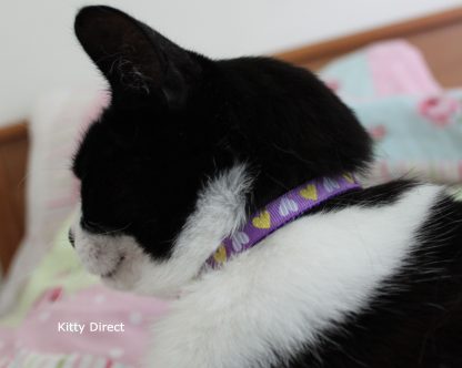 Handmade Hearts Cat Safety Collar Purple