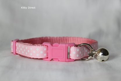 Handmade polka dot cat and kitten collar Pink_4