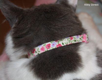 Handmade Cotton Pink Flower Cat and Kitten Collar