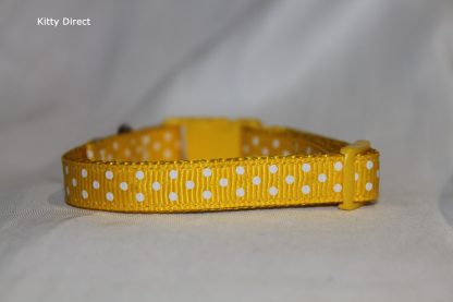 Handmade polka dot cat and kitten collar Yellow_1