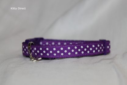 Handmade polka dot cat and kitten collar Purple_1