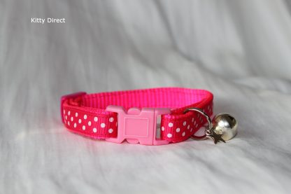 Handmade polka dot cat and kitten collar Pink_1