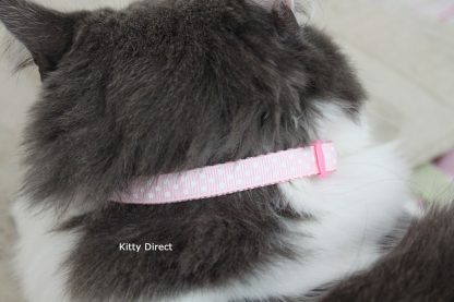 Handmade polka dot cat and kitten collar Pink_3