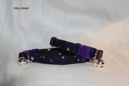 Handmade Purple Stars Cotton Cat Kitten Safety Collar_2