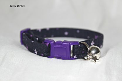 Handmade Purple Stars Cotton Cat Kitten Safety Collar_3