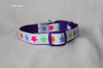 Handmade Fabric Stars Cat Kitten Safety Collar_White 1