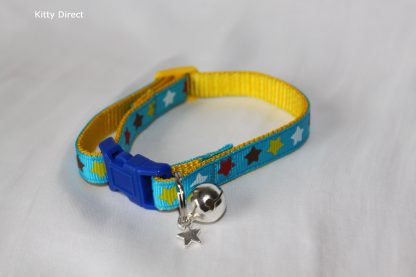 Handmade Fabric Stars Cat Kitten Safety Collar_ blue 2