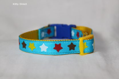 Handmade Fabric Stars Cat Kitten Safety Collar_Blue 2