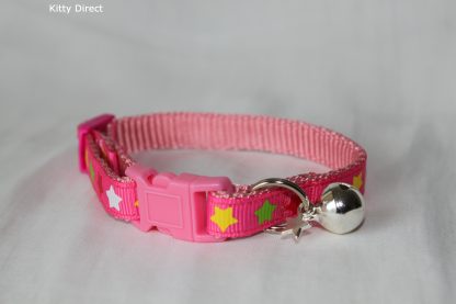 Handmade Fabric Stars Cat Kitten Safety Collar_Pink 2