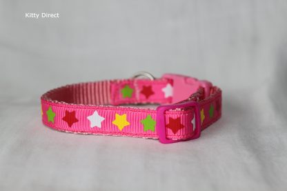 Handmade Fabric Stars Cat Kitten Safety Collar_Pink 1