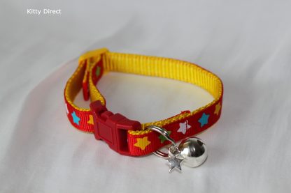 Handmade Fabric Stars Cat Kitten Safety Collar_Red 2