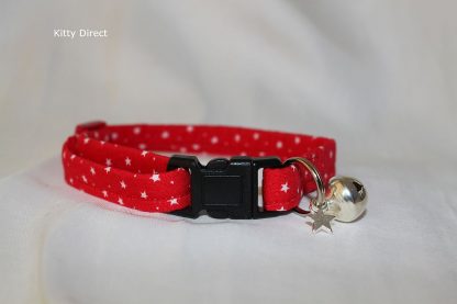 Handmade Cotton Tiny Stars Cat Kitten Safety Collar_ Red 1