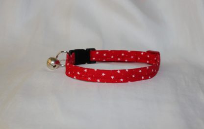 Handmade Cotton Tiny Stars Cat Kitten Safety Collar_Red 2