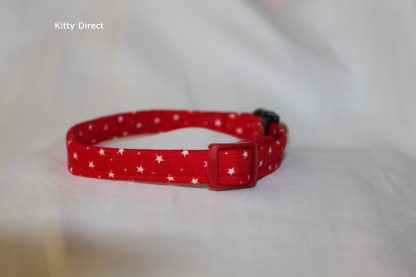 Handmade Cotton Tiny Stars Cat Kitten Safety Collar_Red 3