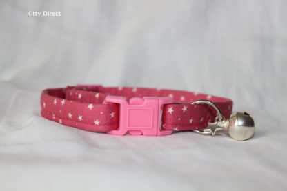 Handmade Cotton Tiny Stars Cat Kitten Safety Collar_Pink 1