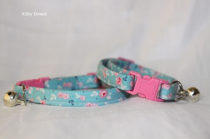 Handmade floral green cat kitten safety collar_1