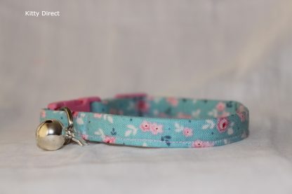 Handmade floral green cat kitten safety collar_7