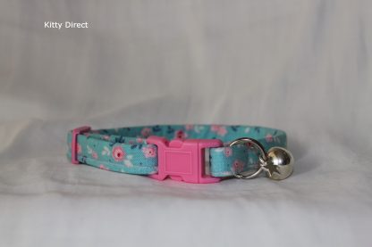 Handmade floral green cat kitten safety collar_3