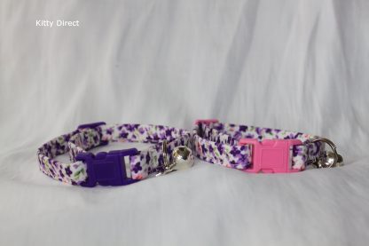 Handmade Purple Flower Cotton Cat Kitten Safety Collar_6