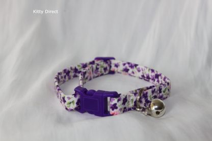 Handmade Purple Flower Cotton Cat Kitten Safety Collar