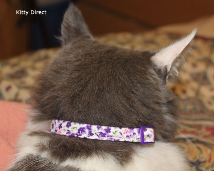 Handmade Purple Flower Cotton Cat Kitten Collar_3