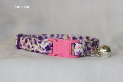 Handmade Purple Flower Cotton Cat Kitten Collar_1