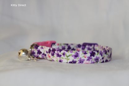 Handmade Purple Flower Cotton Cat Kitten Collar_7