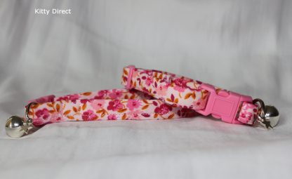 Handmade cotton cat and kitten collar floral pink_4