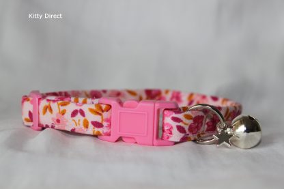 Handmade cotton cat and kitten collar floral pink_5