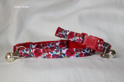 Handmade Red Rose Fabric Cat Kitten Collar _6