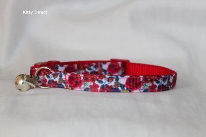 Handmade Red Rose Fabric Cat Kitten Collar _7