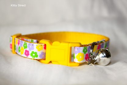 Yellow Flower Fabric Cat Kitten Safety Collar_2