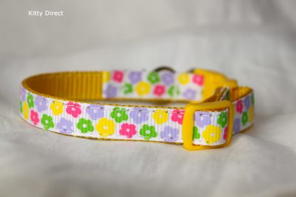 Yellow Flower Fabric Cat Kitten Safety Collar_3