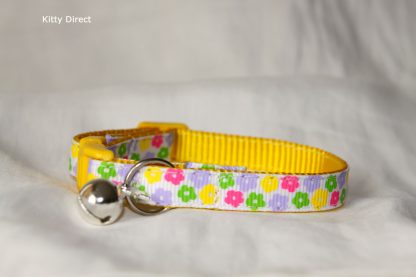 Yellow Flower Fabric Cat Kitten Safety Collar_4