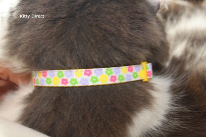 Yellow Flower Fabric Cat Kitten Safety Collar_5