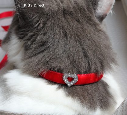 Handmade velvet diamante cat kitten safety collar_red 2