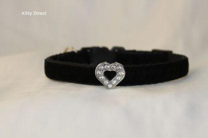 Handmade velvet diamante cat kitten safety collar_black 1
