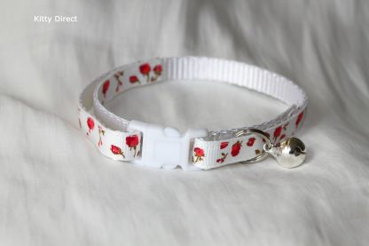 Rose Flower White Fabric Cat Safety Collar 3