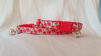 Red Poppy Flower Cat Kitten Safety collar