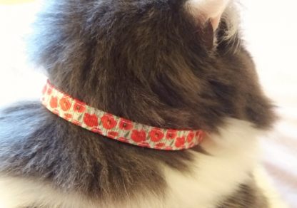 Red Poppy Flower Cat Kitten Safety collar_5