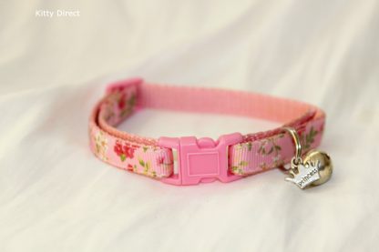 Satin Flowers Cat Kitten Safety Collar_pink