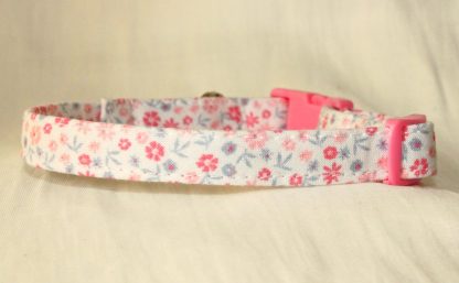 Pink Cotton Cat Kitten Safety Collar Ditsy Flowers_4