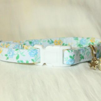 Blue Cotton Flower Cat Kitten Safety Collar_1