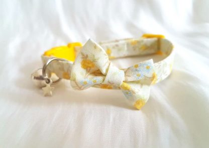 Yellow Flowers Cat Kitten Bow Collar Handmade