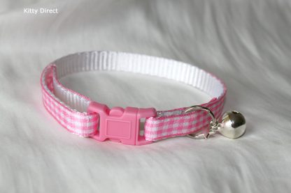 Pink Gingham Cat Kitten Safety Collar