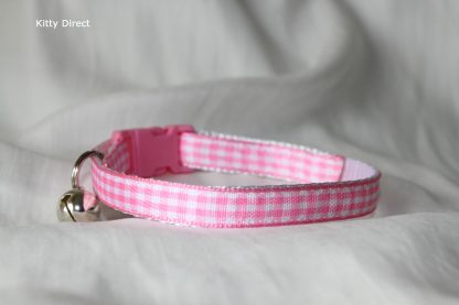 Pink Gingham Cat Kitten Safety Collar_2