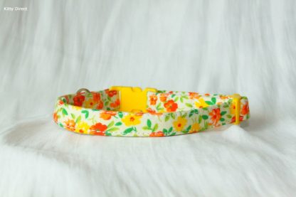 Yellow Flower cotton cat kitten safety collar_1