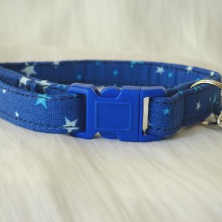 Handmade cotton blue stars cat kitten safety collar_2